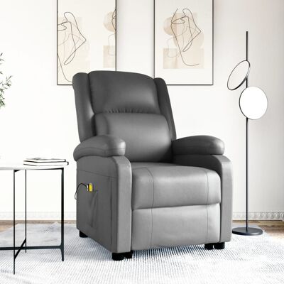 Power Lift Massage Recliner Anthracite Faux Leather