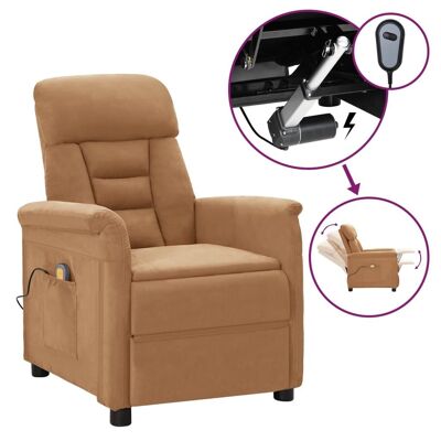 Electric Massage Recliner Taupe Faux Leather