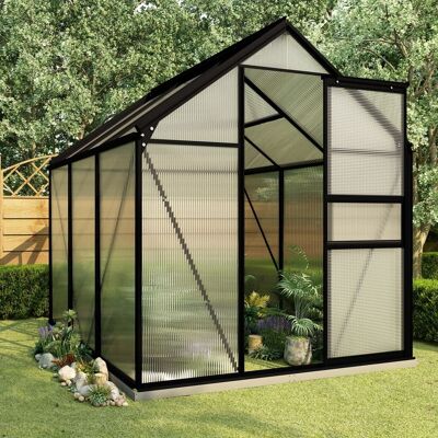 Greenhouse with Base Frame Anthracite Aluminum 38.9 ftÃ‚Â²