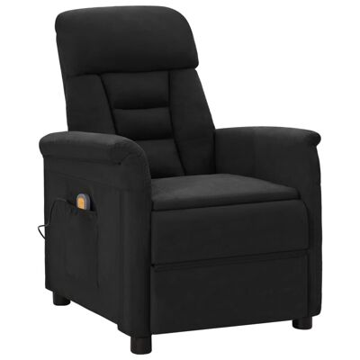 Massage Recliner Black Faux Suede Leather