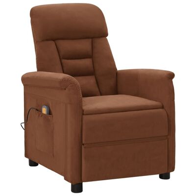 Massage Recliner Brown Faux Suede Leather