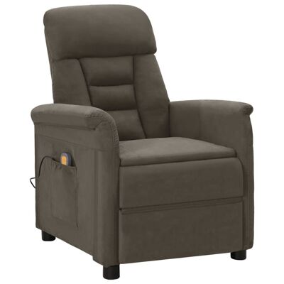 Massage Recliner Dark Gray Faux Suede Leather