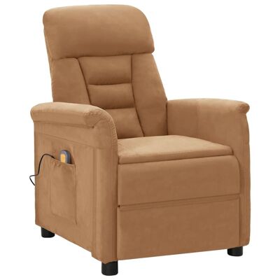 Massage Recliner Taupe Faux Suede Leather