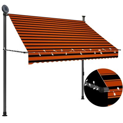 Manual Retractable Awning with LED 78.7" Orange and Brown