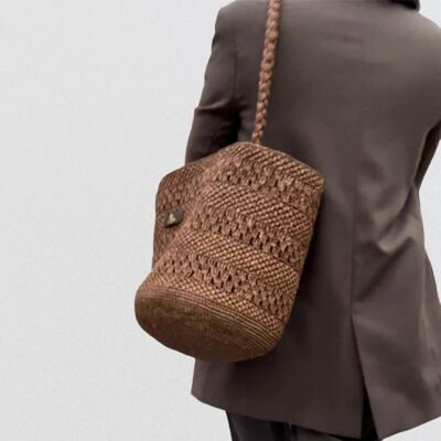 Raffia bucket bag, bag B