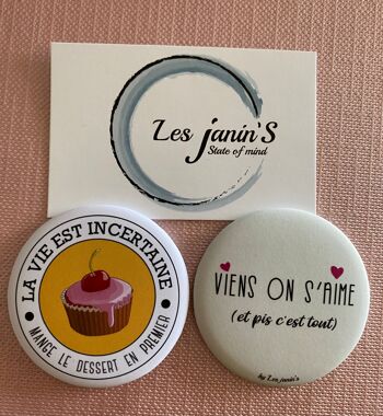 2 Magnets messages Viens on s'aime/mange le dessert en premier 1