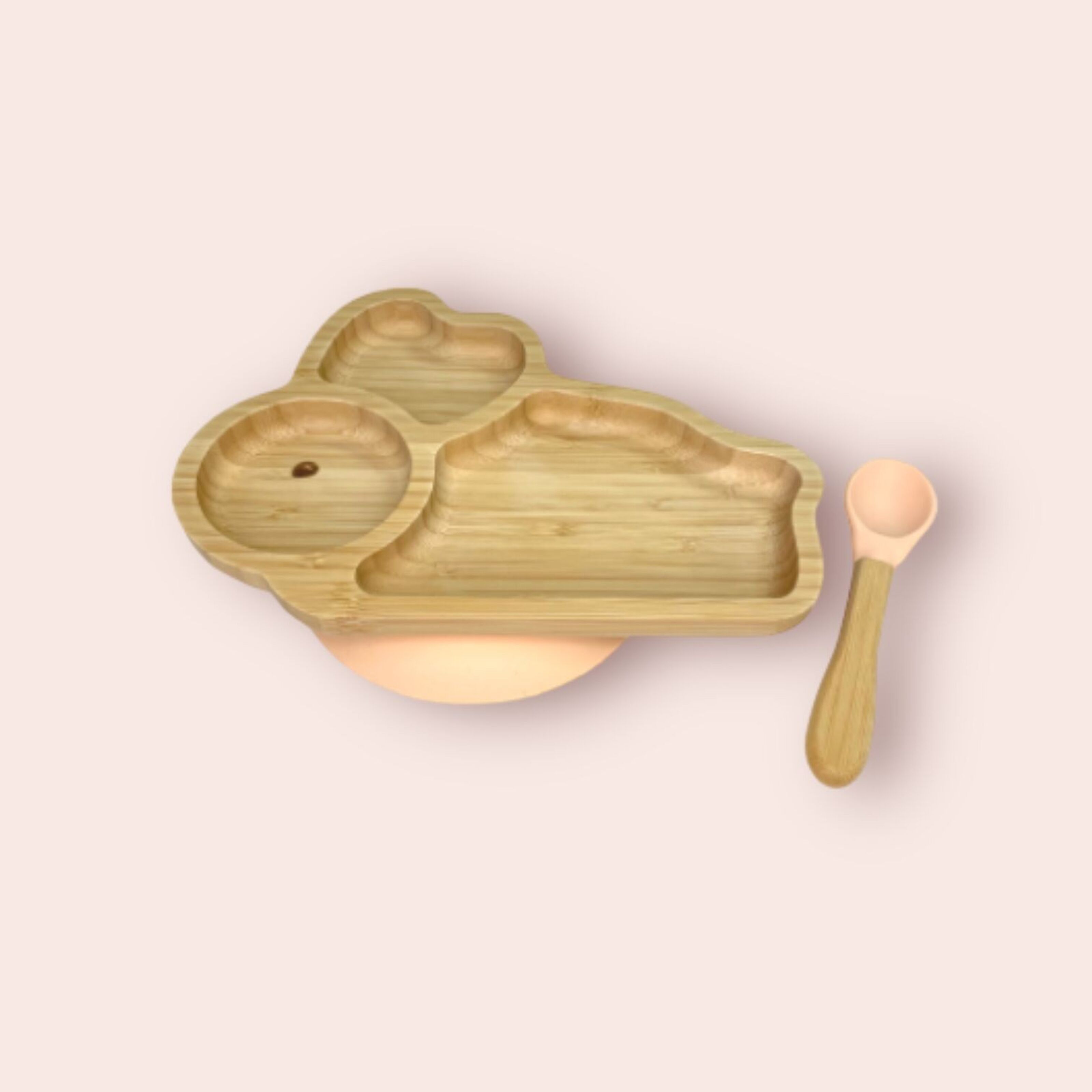 Juego de vajilla de madera de bambú para bebé, plato de cena de