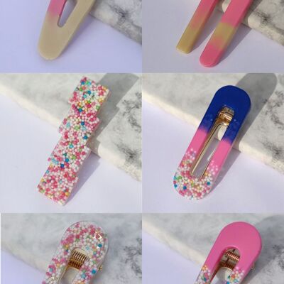 RESIN HAIR CLIP PACK - CANDY (7 ITEMS)