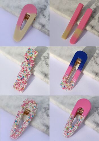 RESIN HAIR CLIP PACK -  CANDY (7 ITEMS) 1