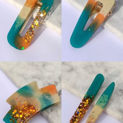 RESIN HAIR CLIP PACK - SUNSET (10 ITEMS)