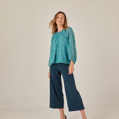 Relaxed lurex fabric blouse