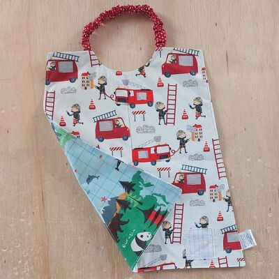 Kindergarten bib, firefighter boy school towel/animals of the world