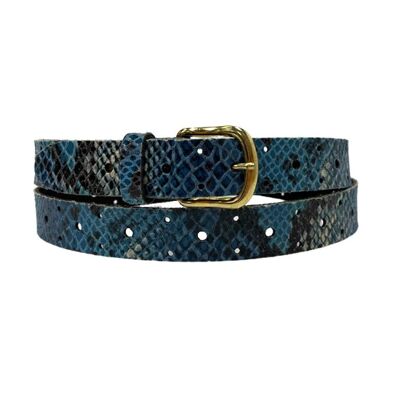 Leather Belt Snake - Blue