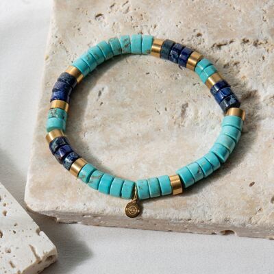 Turquoise blue jasper heishi bead bracelet