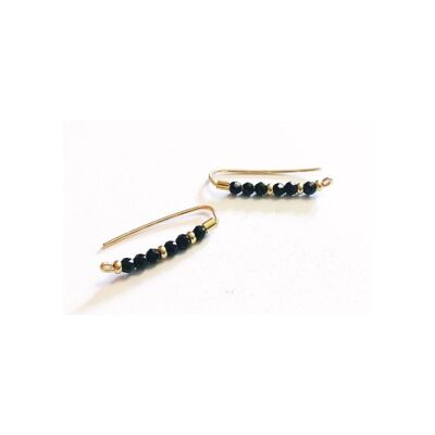 Contour Lobes Earrings in Gold Filled with Black Spinel Beads