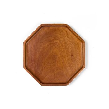 Vaisselle printanière - Assiette à dessert octogonale - Fait main - Bois Khaya - Respectueux de l'environnement 1