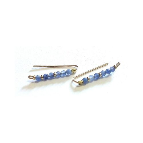 Boucles d'oreilles Contour Lobes en Gold Filled avec Perles Aventurines Bleues