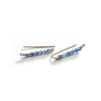 Boucles d'oreilles Contour Lobes en Gold Filled avec Perles Aventurines Bleues 1
