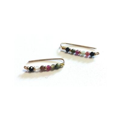 Boucles d’oreilles Contour Lobe en Gold Filled avec Tourmalines Naturelles