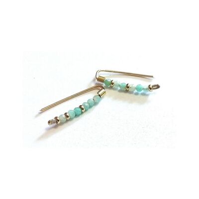 Boucles d'Oreilles Courbes Climbers en Gold Field avec Perles d'Amazonite