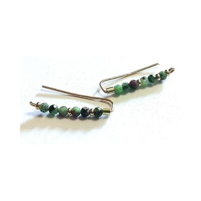 Contour lobe earrings in Gold Filled and Ruby Zoisite