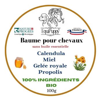 Pack 5 Baumes 100% biologique pour chevaux- Calendula + miel additionné de gelée royale et propolis 2