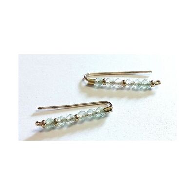 Boucles d'Oreilles Courbes contour-lobes en Gold Field avec Perles d'Aventurine Verte