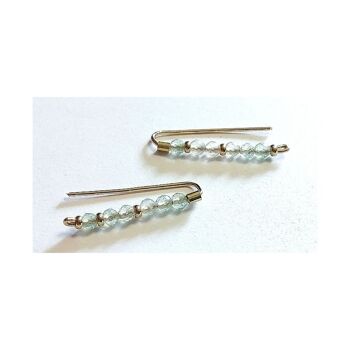 Boucles d'Oreilles Courbes contour-lobes en Gold Field avec Perles d'Aventurine Verte 1