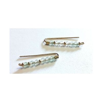 Curved contour-lobe Earrings in Gold Field with Green Aventurine Beads