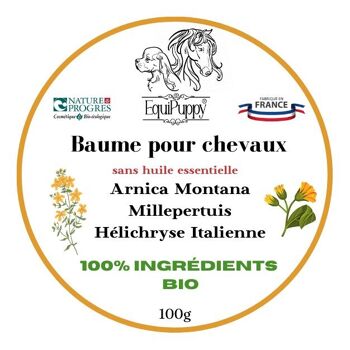 Baume 100% Biologique pour chevaux à l'arnica montana, millepertuis et hélichryse italienne 2