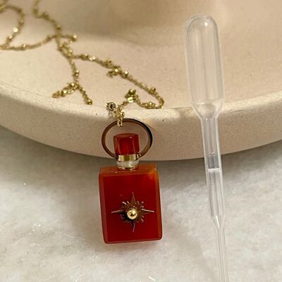 Esmeralda Vial Necklace in Natural Stone - Carnelian