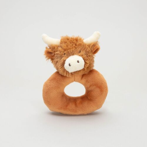 Horny Highland Cow Baby Rattle Brown