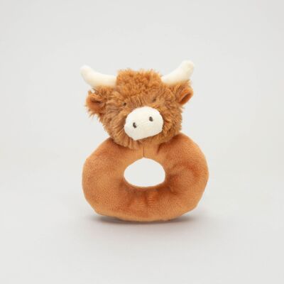 Horny Highland Cow Hochet pour bébé Marron