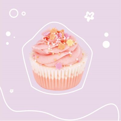 Cupcake da bagno con nuvole rosa