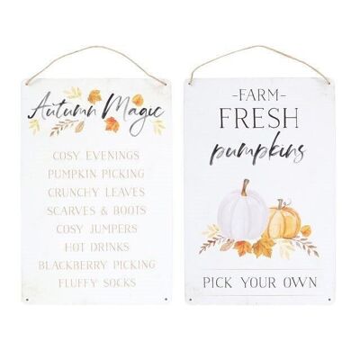 Set of 2 Autumn Accents Metal Hanging Signs