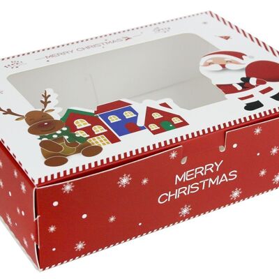 Pack Of 12 Santa Gift Boxes - Festive Red & White