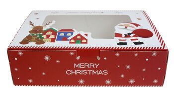 Paquet de 12 coffrets cadeaux Père Noël - Rouge et blanc avec couvercles transparents 2