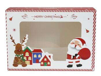 Paquet de 12 coffrets cadeaux Père Noël - Rouge et blanc avec couvercles transparents 3