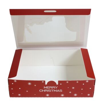 Paquet de 12 coffrets cadeaux Père Noël - Rouge et blanc avec couvercles transparents 4