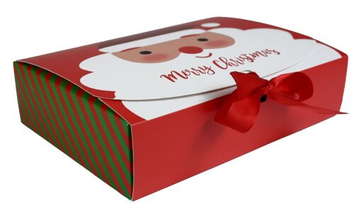 Pack Of 12 Santa Gift Boxes Festive Red & Green with Ribbon