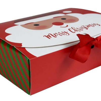 Pack Of 12 Santa Gift Boxes Festive Red & Green with Ribbon