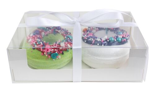 Pack Of 12 White Dessert Gift Boxes - Clear Window & Ribbon