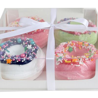 Paquete de 12 cajas de postre blancas con ventana transparente y cinta