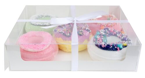 Pack of 12 White Dessert Gift Box with Clear Window & Ribbon
