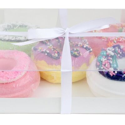 Pack of 12 White Dessert Gift Box with Clear Window & Ribbon