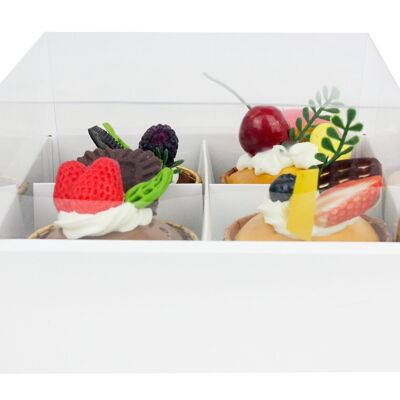 Confezione da 12 scatole da dessert bianche con finestra