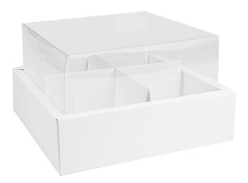 Pack de 12 boîtes à dessert blanches avec fenêtre 2