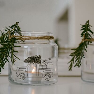 Vase en verre moyen voiture de Noël (UE = 6 pièces)