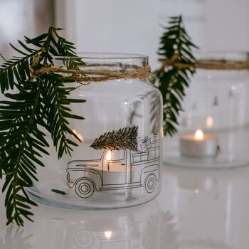 Vase en verre moyen voiture de Noël (UE = 6 pièces) 2