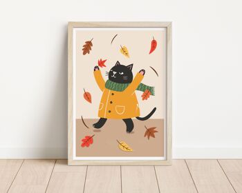 Feuilles d'automne - A4 Cat Art Print 2